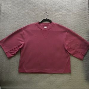The North Face Burgundy Wine Plum Sweatshirt Top Half Sleeve Fleece Warm Medium